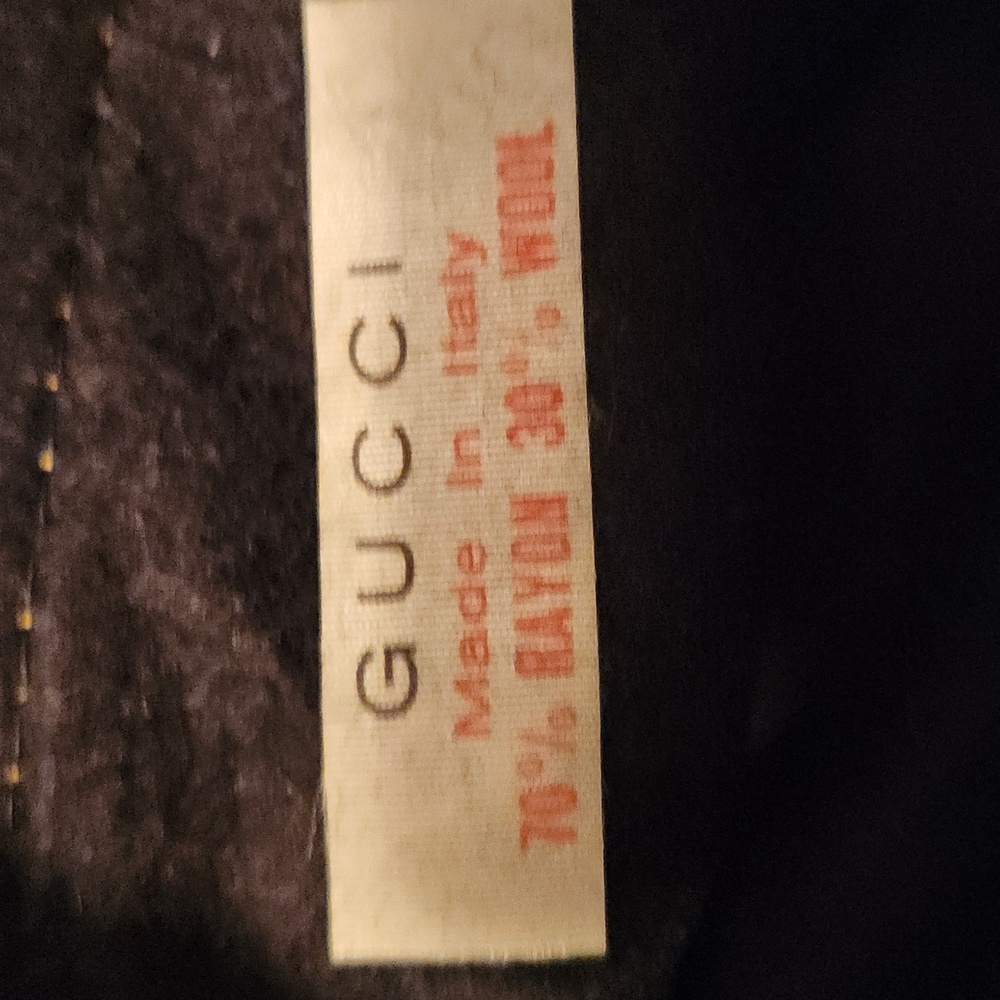 Gucci Vintage Small Black and Brown Wool And Faux Leather Tote/dust Bag - Picture 3 of 9
